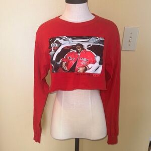 Red Cropped Long Sleeve Graphic Tee